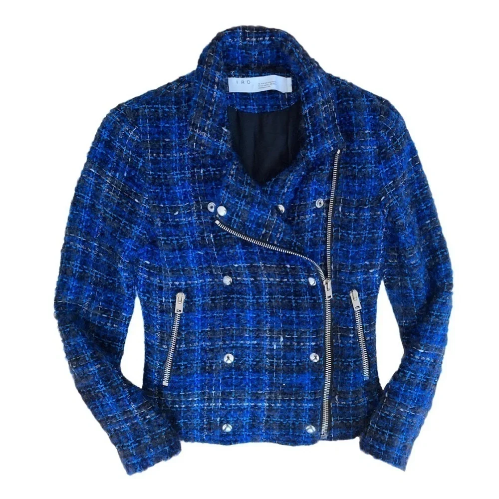IRO Paris Skye Plaid Moto Tweed Jacket - Picture 13 of 14